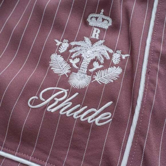 Rhude Jacquard Check Embroidered Logo Shorts Pink - Picture 8 of 11